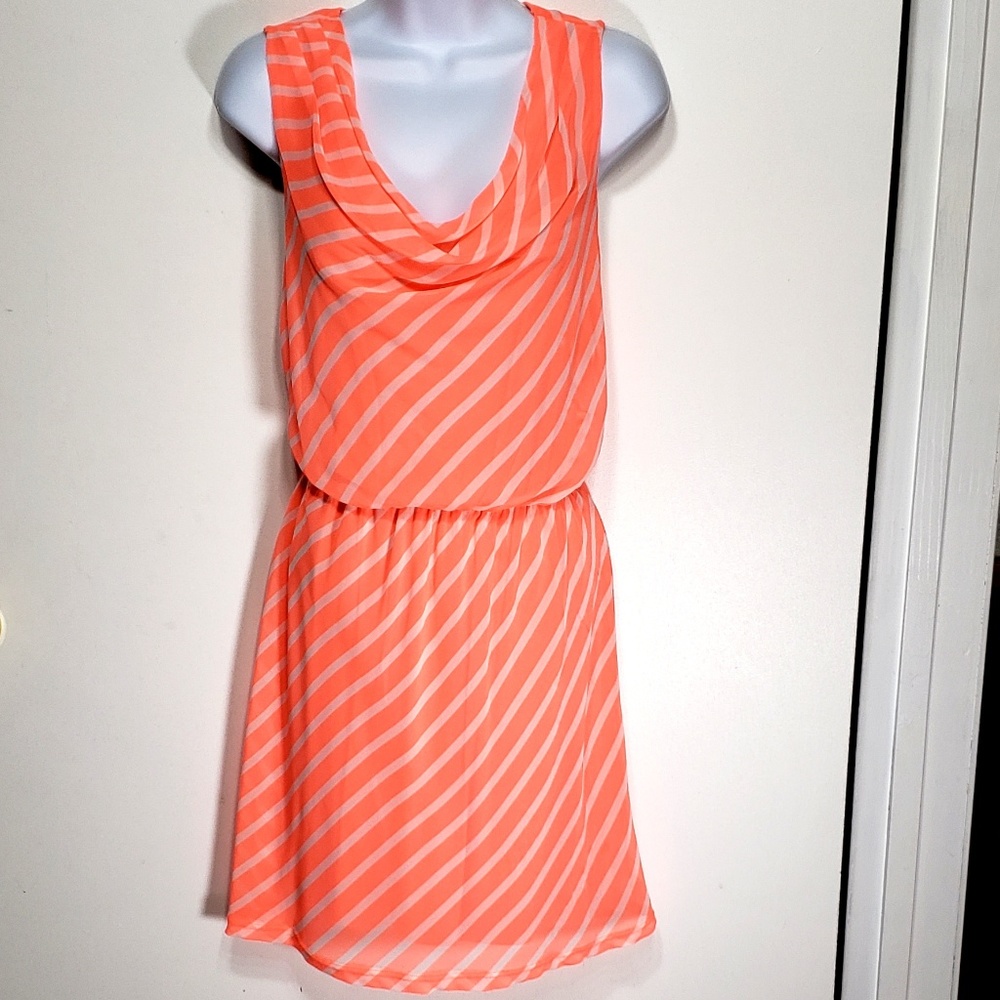 Express sleeveless dress neon orange white sz S